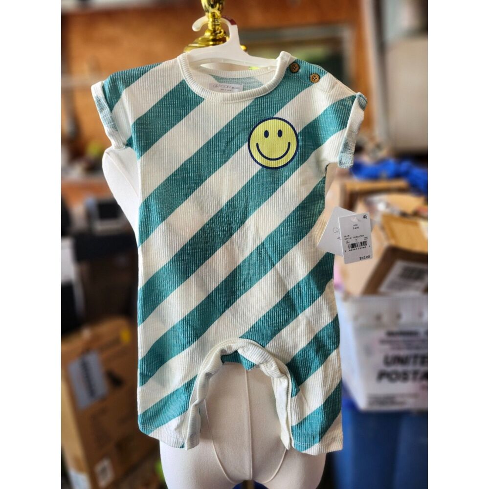 Title Unisex Baby Striped One-Piece Romper Sleeveless Footless Size 3-6 Months